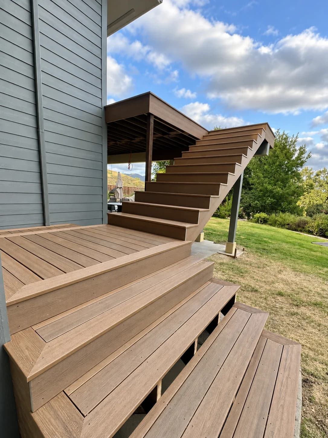 Illuminated Outdoor Staircase — earlier stair installation stage